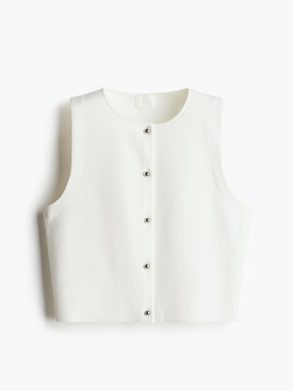 H&M Sleeveless Button-Front Vest Top size medium white silver buttons minimalist